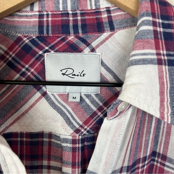 Rails Charli Linen Blend Raspberry Coast White Top - Picture 4 of 6